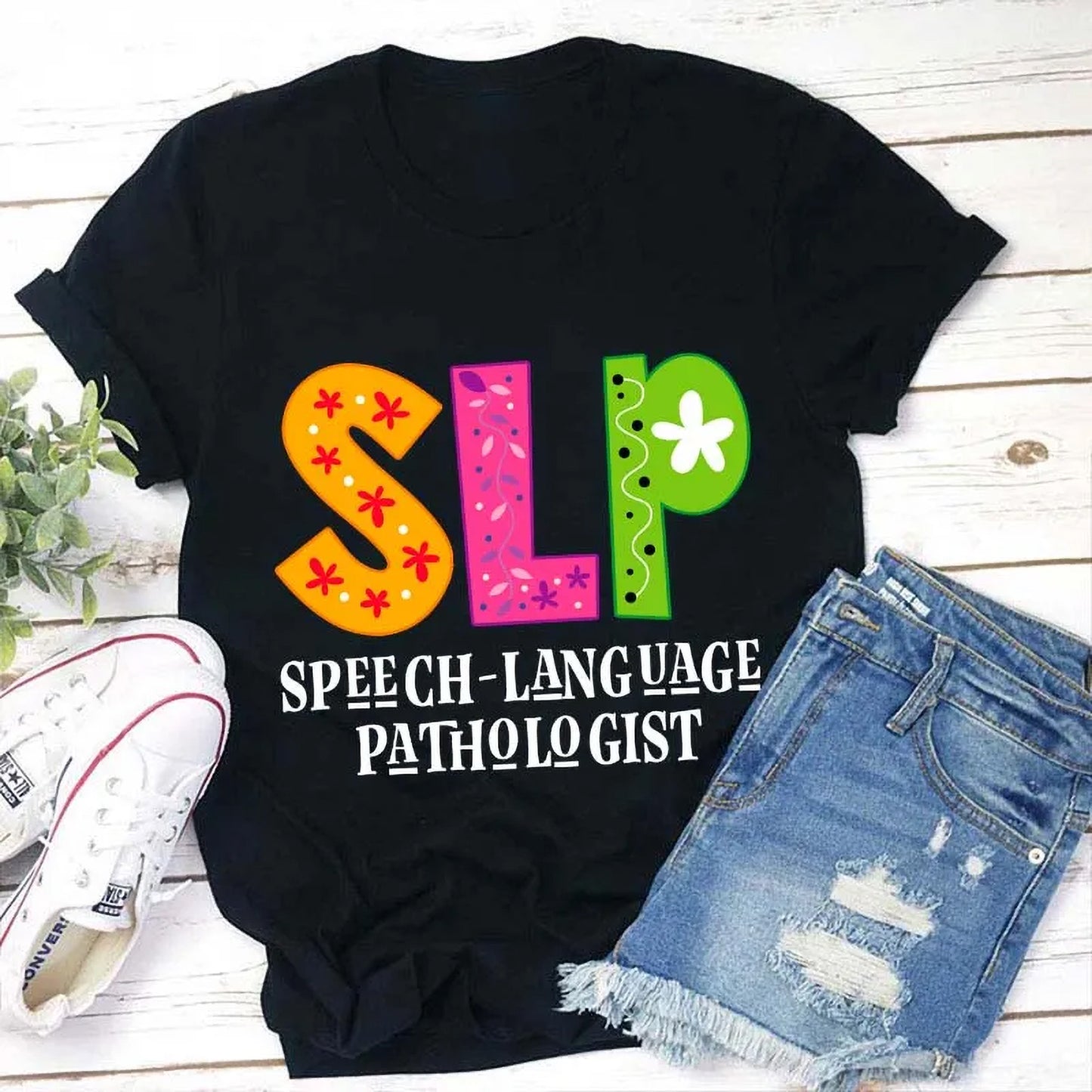 Speech-Language Pathologist Colorful SL P Tee - Fun Gift for SLP Professionals