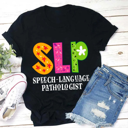 Speech-Language Pathologist Colorful SL P Tee - Fun Gift for SLP Professionals