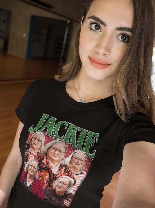 Personalized Jackie Face Collage T-Shirt - Custom Name Graphic Tee