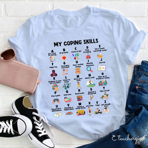 My Coping Skills ABC T-Shirt - Mental Health Self-Care Alphabet Tee