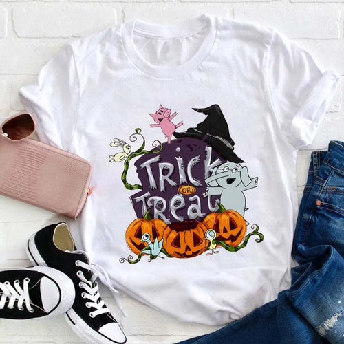 Cute Halloween Trick or Treat Cartoon Pumpkin Ghost T-Shirt
