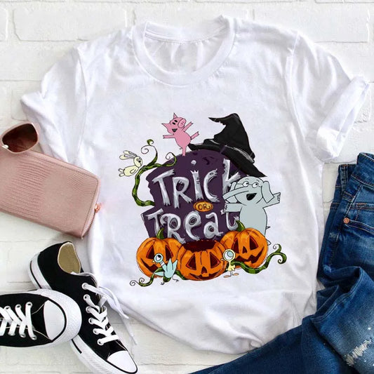 Cute Halloween Trick or Treat Cartoon Pumpkin Ghost T-Shirt
