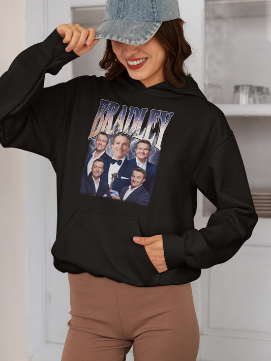 Bradley Walsh Graphic Hoodie - Retro Style Multi-Image Design in Black Sweatshirt