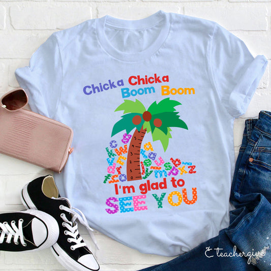 Chicka Chicka Boom Boom I'm Glad to See You Kids T-Shirt – Colorful Alphabet Palm Tree Tee