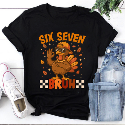Funny Six Seven Bruh Turkey Thanksgiving T-Shirt