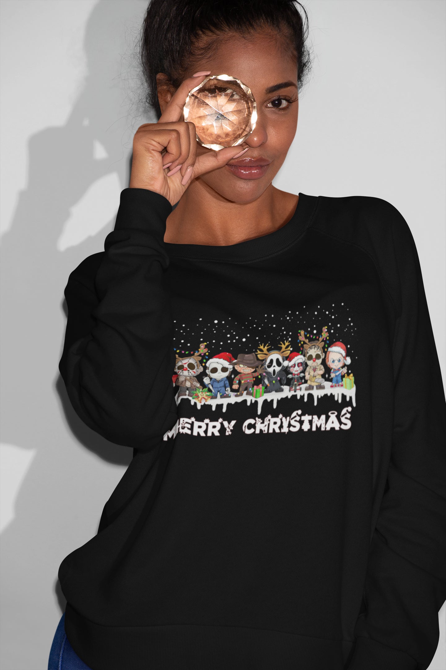 Cute Horror Movie Characters Merry Christmas Sweatshirt