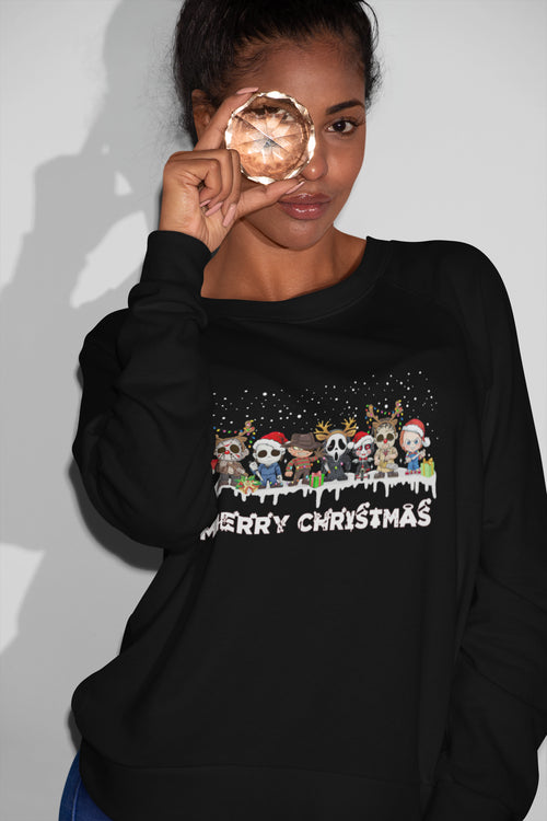 Cute Horror Movie Characters Merry Christmas Sweatshirt