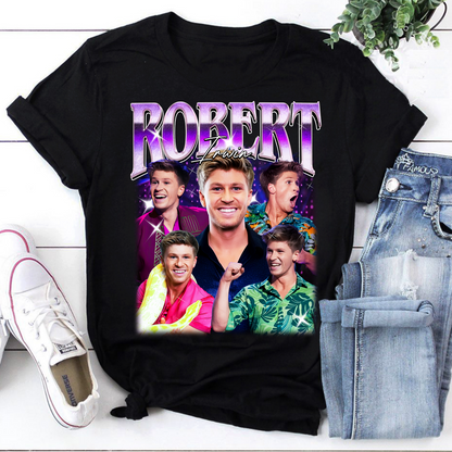Robert Irwin Graphic T-Shirt - Cool Portrait Collage Tee for Fans