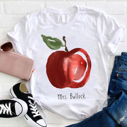 Personalized Apple Teacher Shirt - Mrs. Bullock Custom Name Tee