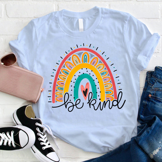 Be Kind Rainbow Graphic Tee - Positive Message T-Shirt for Everyday Wear