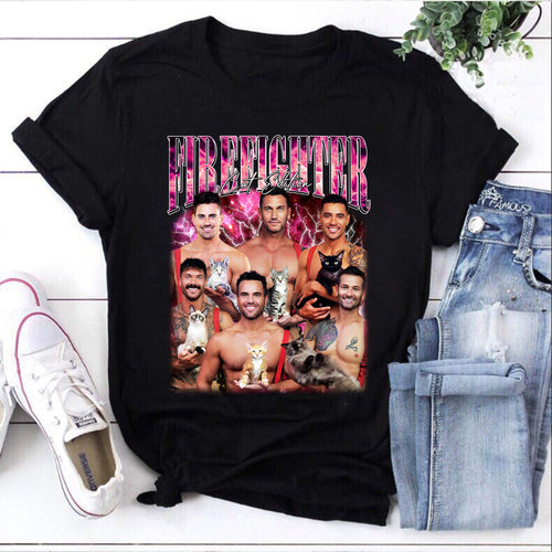 Firefighter Cats Shirt - Funny Fireman Shirt with Cats - Unique Firefighter Gift Tee