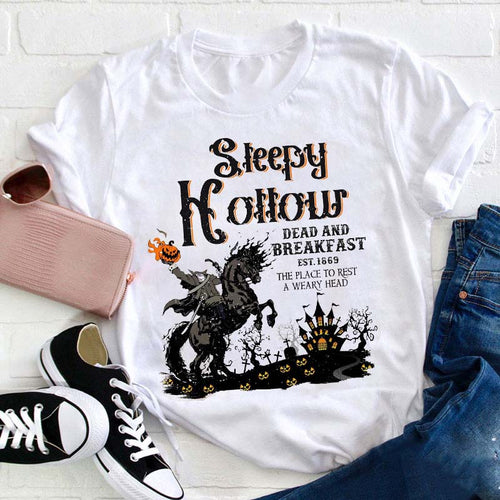 Sleepy Hollow Dead and Breakfast Horror Graphic Tee