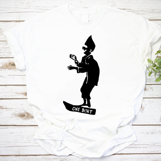 One Boat Skateboarding Silhouette Graphic Tee - Unisex Casual White Shirt