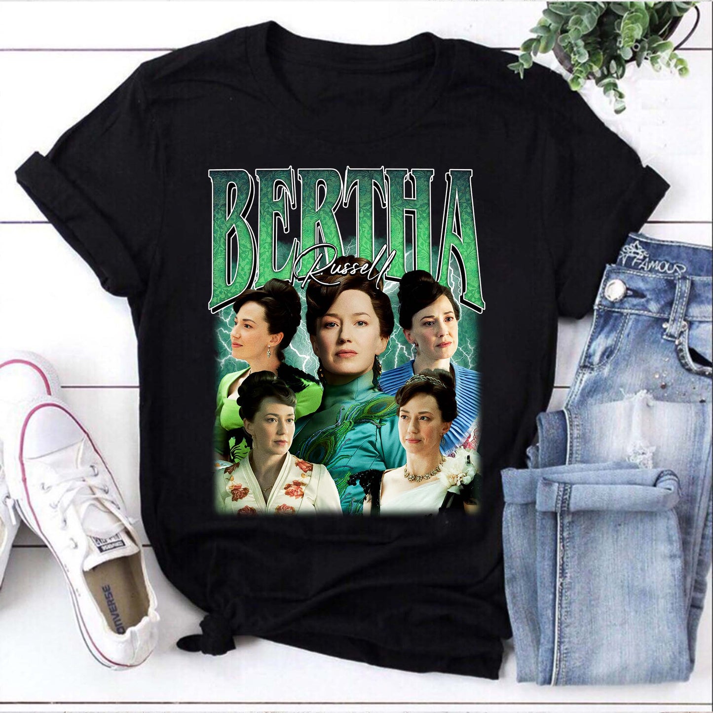 Bertha Russell Collage T-Shirt Vintage Style TV Series Tribute Tee