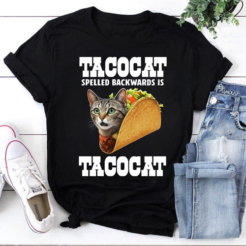 Tacocat Funny Cat Taco Shirt - Palindrome Cat Lover Tee