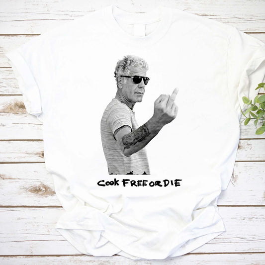 Chef Anthony Bourdain Cook Free Or Die T-Shirt - Edgy Culinary Graphic Tee