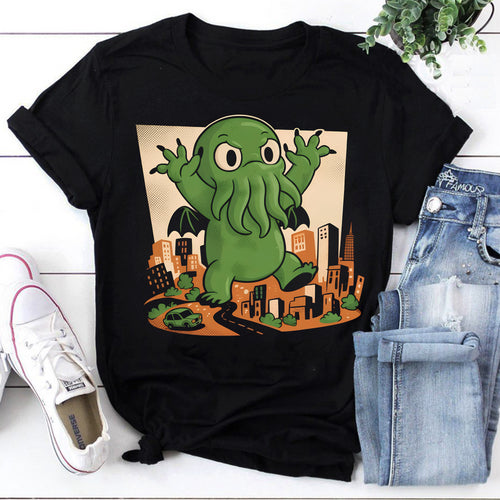 Cute Cthulhu Monster Graphic Tee - Funny Lovecraft Horror T-Shirt