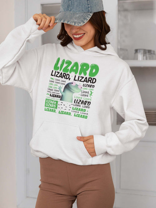 Cute Lizard Graphic Hoodie for Women - Playful Reptile Lover Sweatshirt