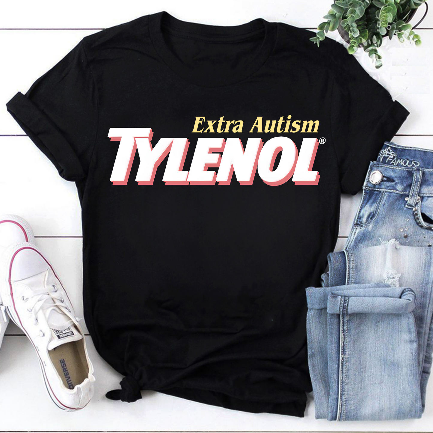 Extra Autism TYLENOL® Parody Graphic Tee Shirt