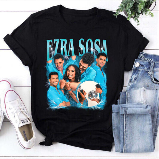 Ezra Sosa Graphic Tee - Dance Couple Fan Shirt with Vibrant Blue Design