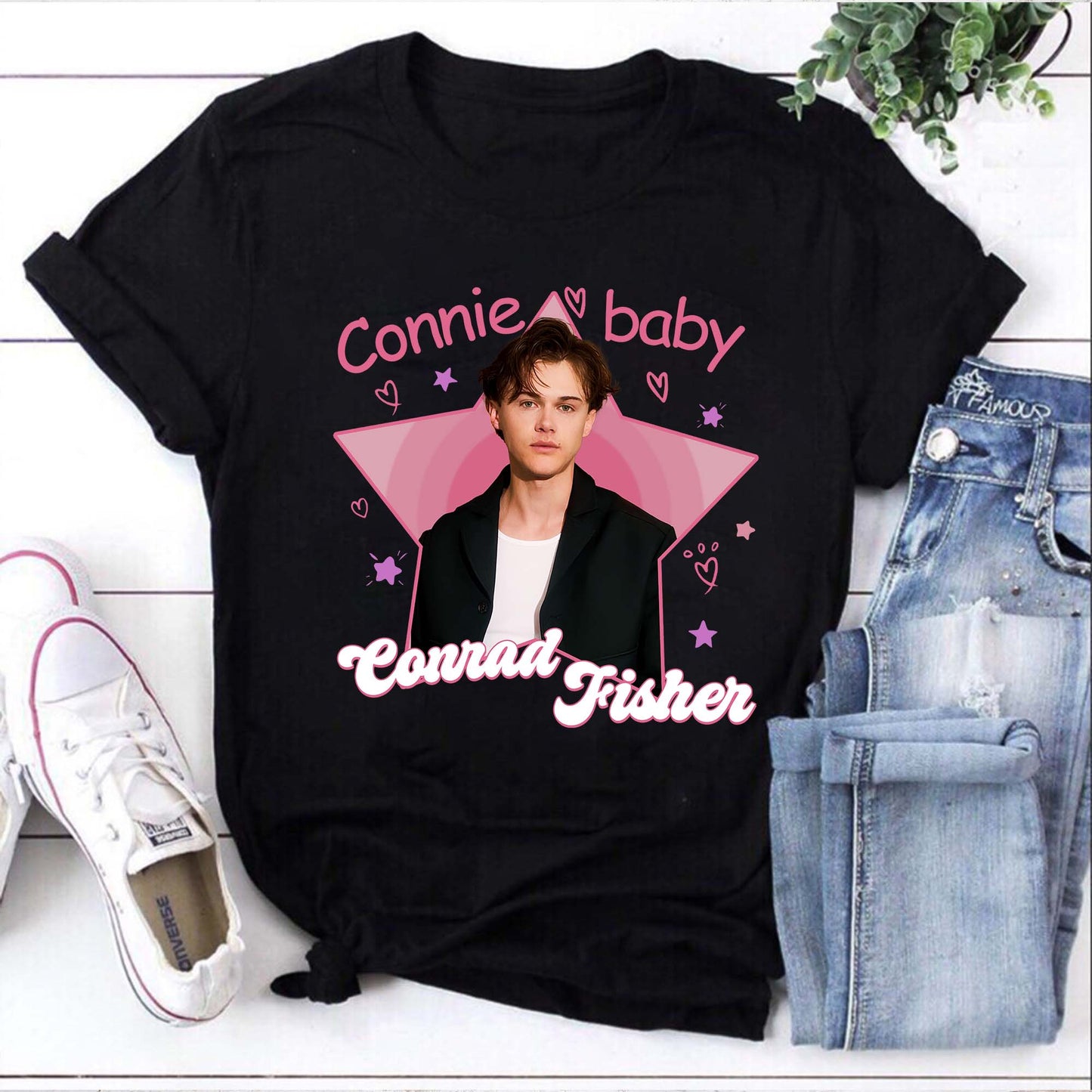 Connie Baby Conrad Fisher Fan T-Shirt - Cute Pink Star Graphic Tee