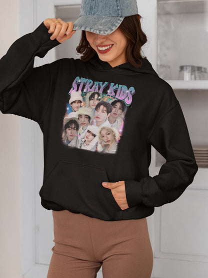 Stray Kids Group Photo Black Hoodie - K-Pop Fan Apparel