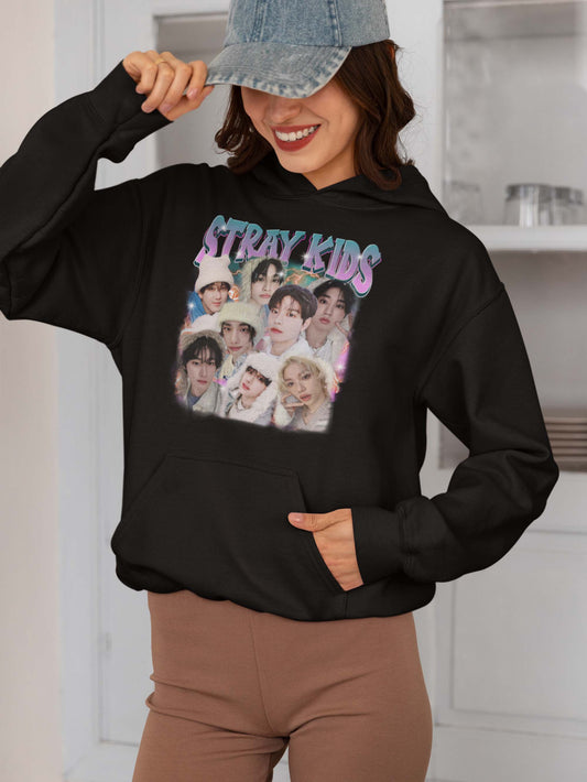 Stray Kids Group Photo Black Hoodie - K-Pop Fan Apparel