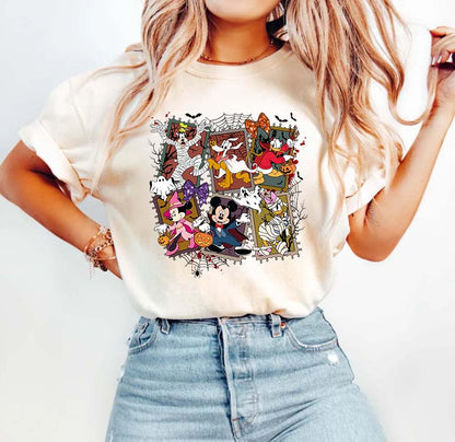 Halloween Disney Cartoon Characters Shirt - Mickey, Minnie & Friends Spooky Tee
