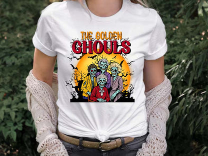 The Golden Ghouls Vintage Skeleton Family Halloween T-Shirt