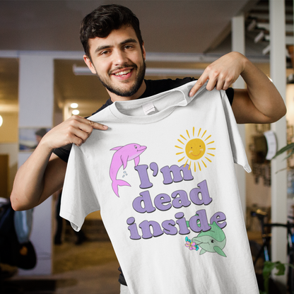 I'm Dead Inside Cute Dolphin Graphic Sweatshirt - Playful Sadness Pullover