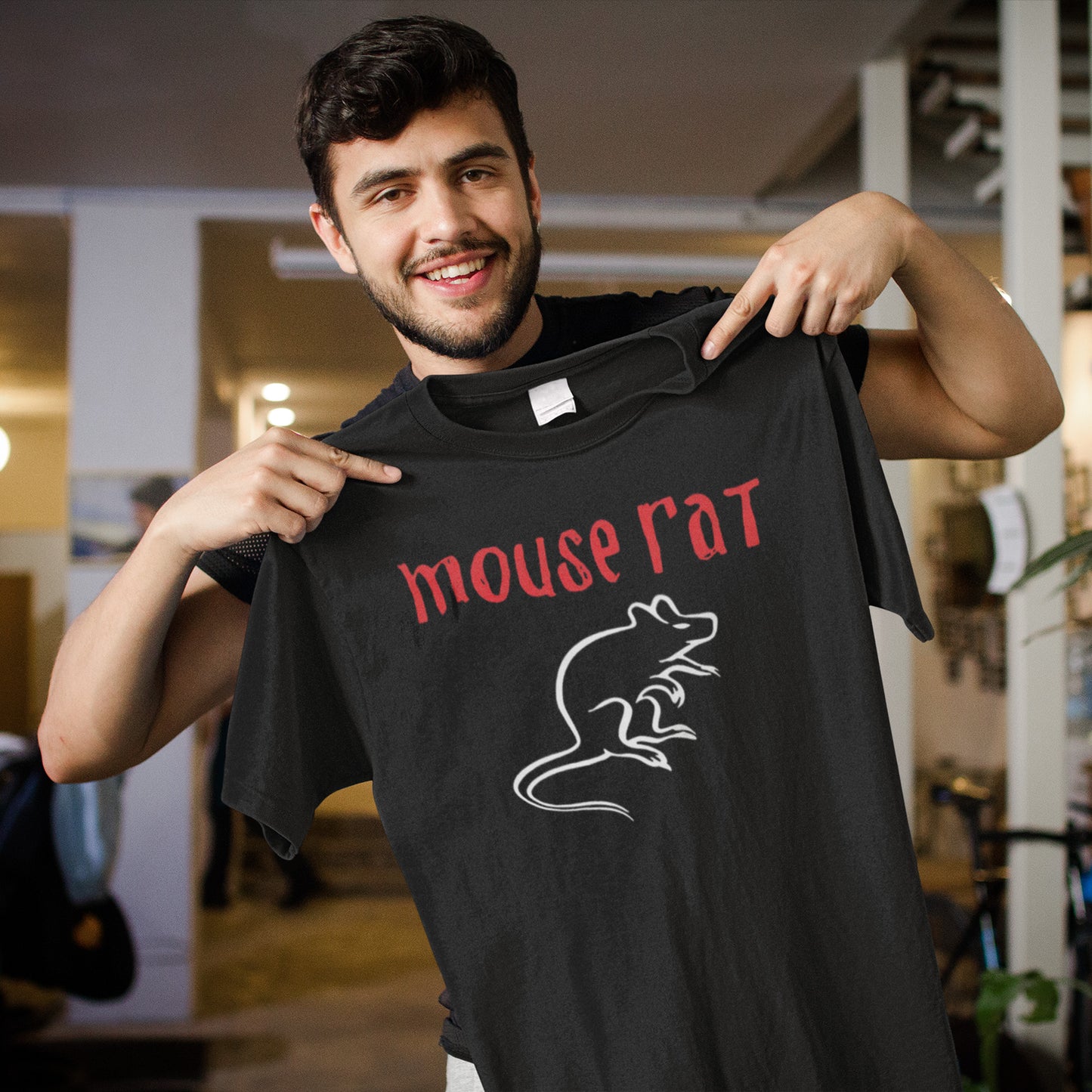 Mouse Rat Sweatshirt with Funny Rat Graphic and Red Text