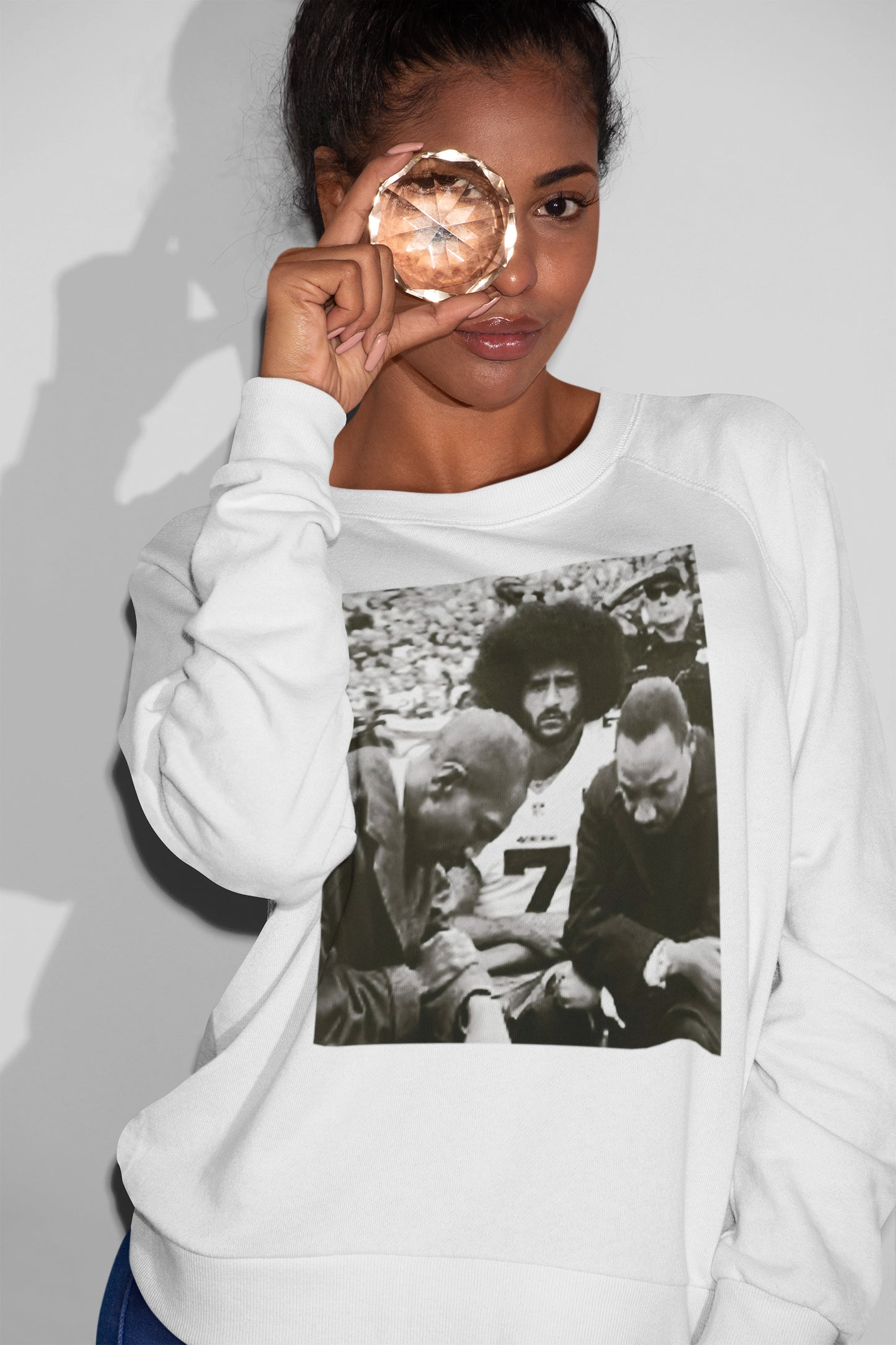 Colin Kaepernick Iconic Kneeling Protest Black and White Graphic Tee