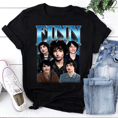 Finn Wolfhard Photo Collage Graphic T-Shirt Cool Fan Tee