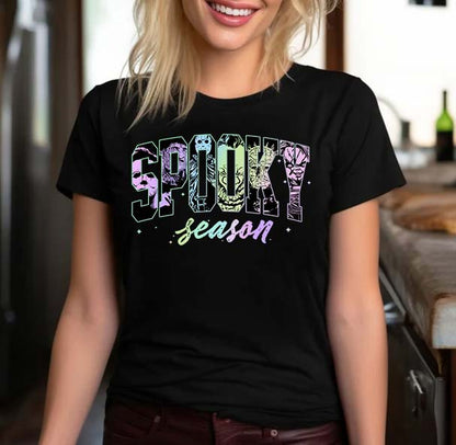 Spooky Season Halloween Shirt with Horror Icon Letters