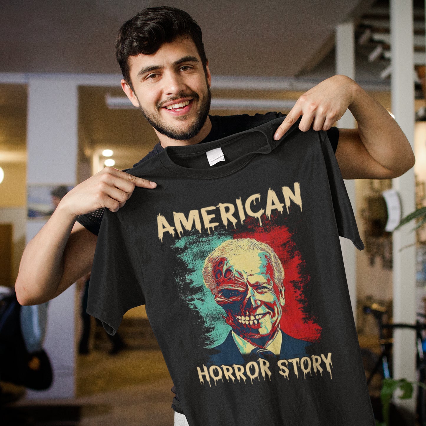 American Horror Story Political Parody Sweatshirt - Thriller Zombie Face Design