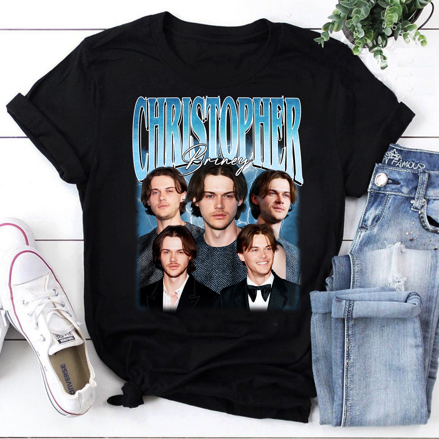 Christopher Briney Graphic Tee – Vintage Style Celebrity Collage Shirt