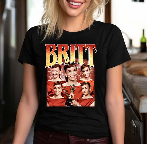 Britt Lower T-Shirt - Emmy Winner Collage Fan Tee in Black