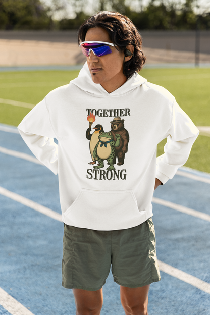 Together Strong Animal Trio Graphic Tee Frog Bear Penguin Shirt