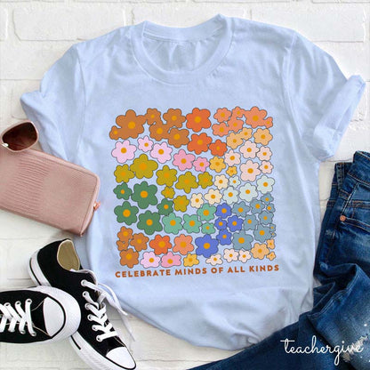 Celebrate Minds of All Kinds Retro Graphic Tee | Positive Message T-Shirt