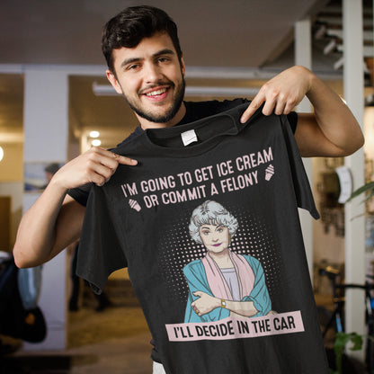 Funny Retro Grandma Sweatshirt - Ice Cream or Commit a Felony Quote