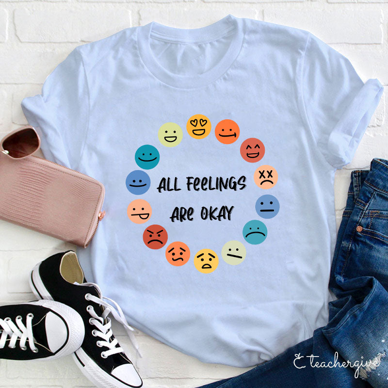 All Feelings Are Okay Rainbow Emoticon T-Shirt
