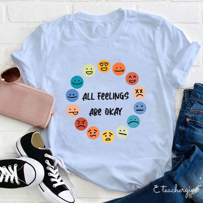 All Feelings Are Okay Rainbow Emoticon T-Shirt