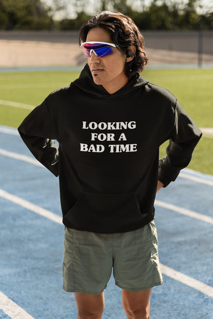 Funny Looking For A Bad Time Black Graphic Tee