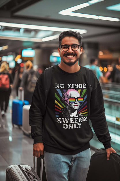No Kings Queens Only Rainbow Pride T-Shirt - LGBTQ+ Empowerment Graphic Tee