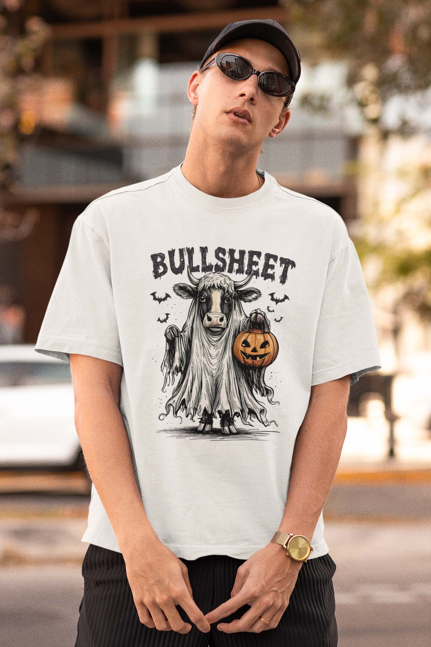 Funny Halloween Cow Ghost Shirt - Bullsheets Pumpkin Costume Tee