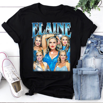 Elaine Hendrix Blue Glamour Collage Shirt - Retro Style Women’s Graphic Tee