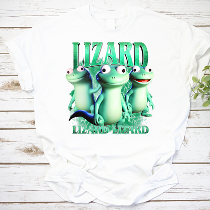 Funny Cartoon Lizard T-Shirt Cute Green Lizards Graphic Tee