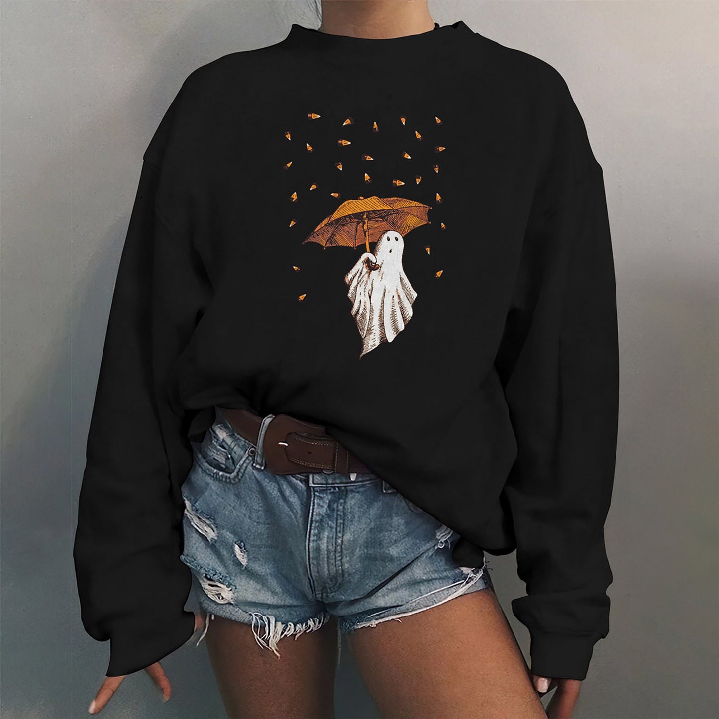 Ghost with Umbrella and Candy Corn Halloween T-Shirt