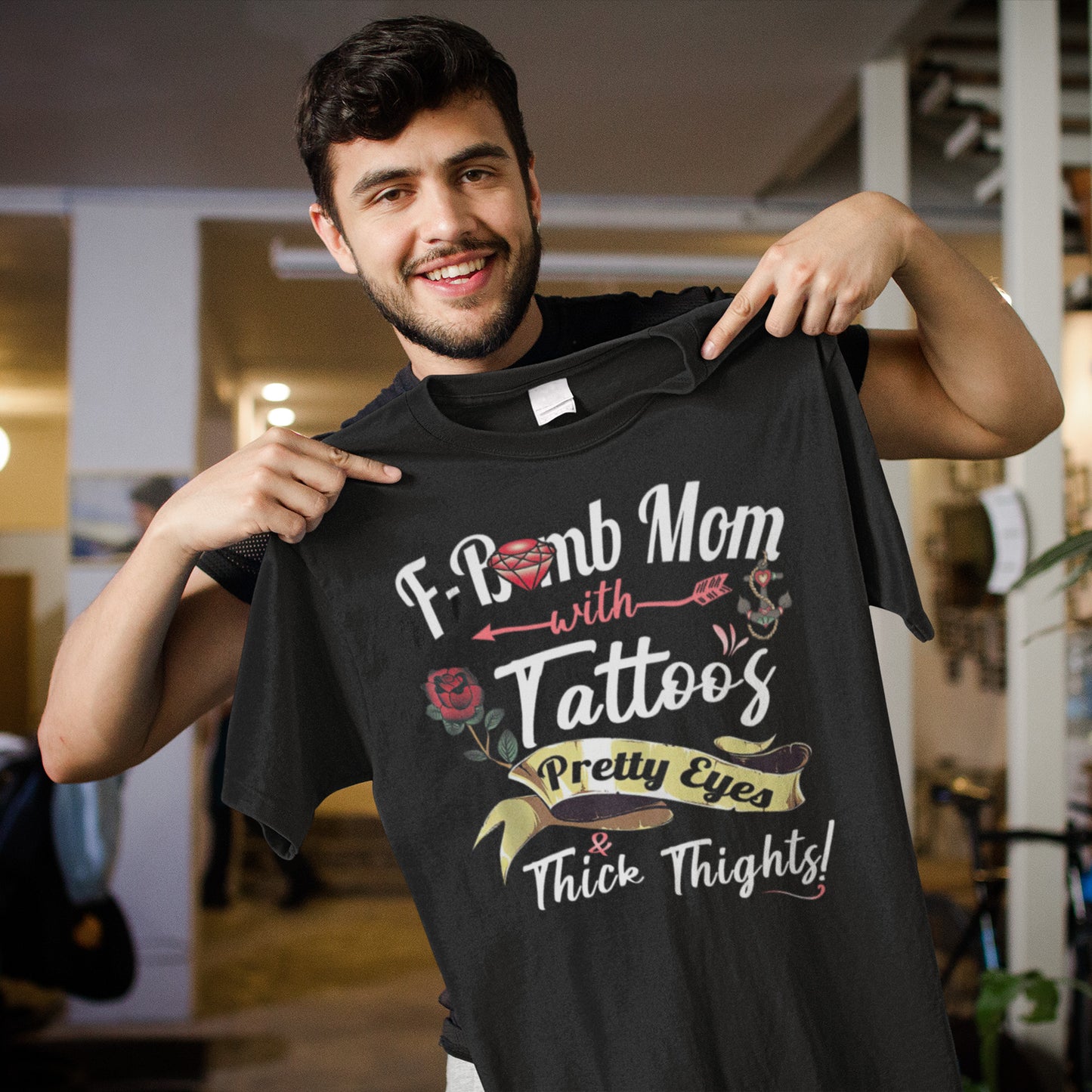 F-Bomb Mom with Tattoos Pretty Eyes & Thick Thighs Sweatshirt