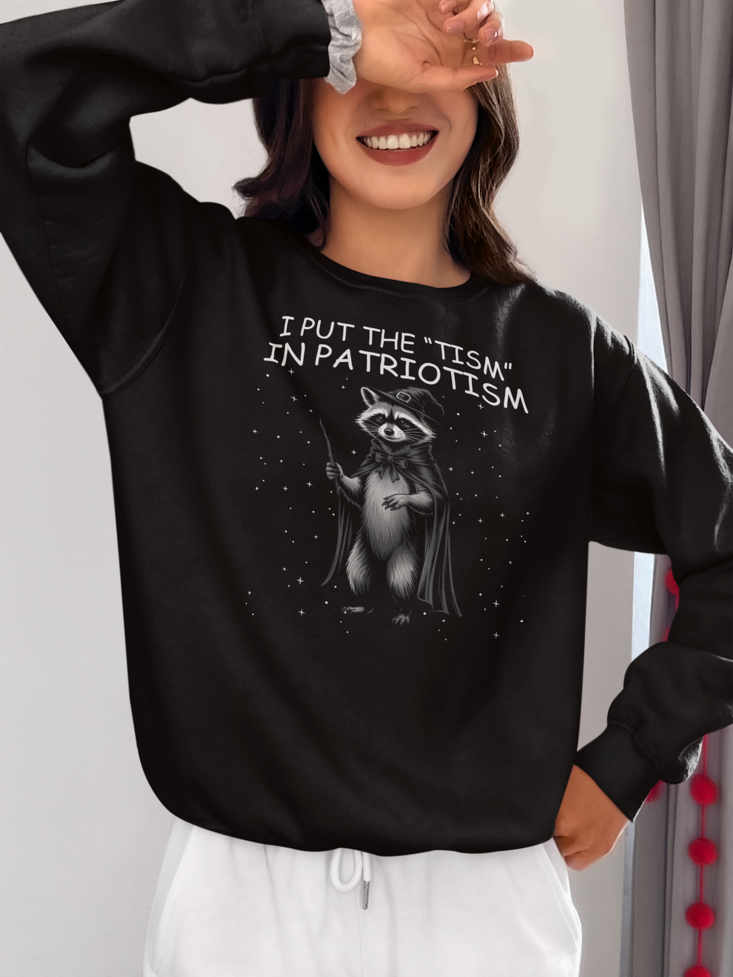I Put The 'TISM' In Patriotism Funny Raccoon Hoodie